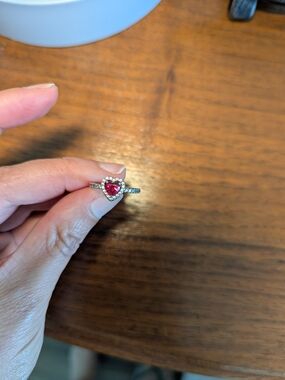 Pandora Sterling Silver Elevated Red Heart Ring CZ Size 4.5 EU 48 Promise Ring